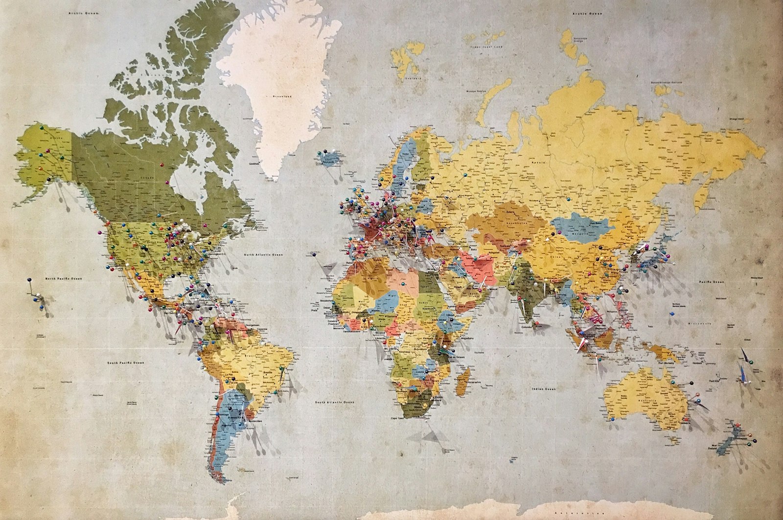 World map representing consistent multi-location Google Business Profile management across dental practice sites
